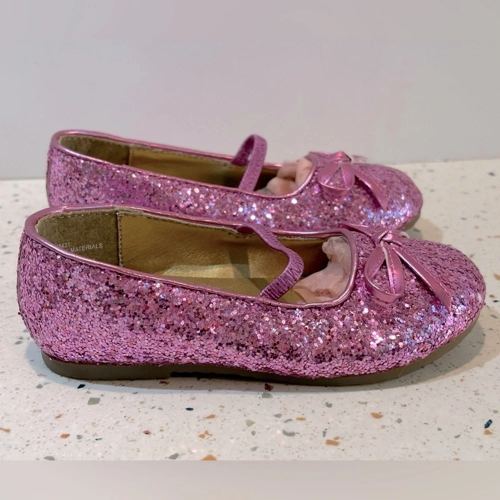 Disney Princess Pink Glitter Sparkle‎ Shoes Sz 7.5 Toddler Girls